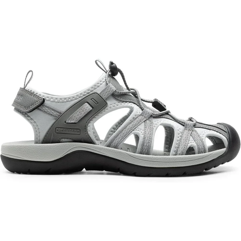 Hiking Sandals Men's Light Gray Athletic Cushioned Closed Toe Fisherman Shoes